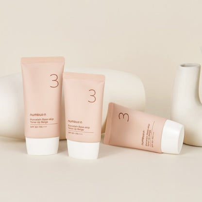 NUMBUZIN No.3 Porcelain Base-skip Tone Up Beige SPF50+ PA++++, 50ml 넘버즈인 3번 도자기결 파데스킵 톤업베이지 SPF50+ PA++++, 50ml