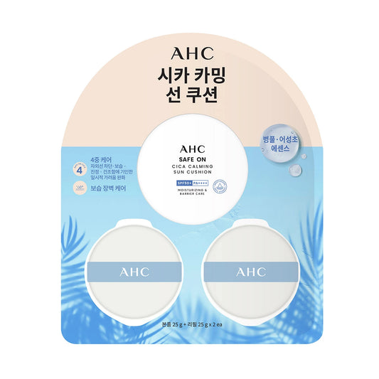 AHC Safe On Cica Sun Cushion 25g + Refill 2EA AHC 세이프온 시카 카밍 선쿠션 본품 25g + 리필2개