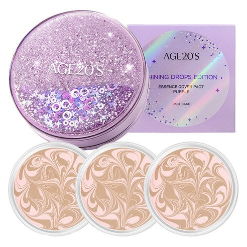 AGE20'S Shining Drops Edition New Original Essence Cover Pact Case + Refill 3EA 에이지투웨니스 샤이닝 드롭 에디션 뉴오리지널 에센스 커버 팩트 케이스 + 리필 3EA