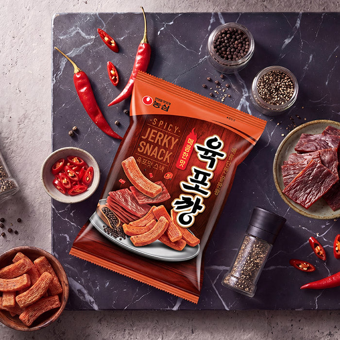 [PACK OF 3] Nongshim Yukpo Kkang Shrimp Crackers Spicy Jerky Flavor 90g 농심 육포깡 새우깡 육포맛 90g