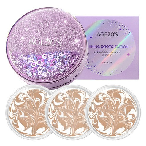 AGE20'S Shining Drops Edition New Original Essence Cover Pact Case + Refill 3EA 에이지투웨니스 샤이닝 드롭 에디션 뉴오리지널 에센스 커버 팩트 케이스 + 리필 3EA