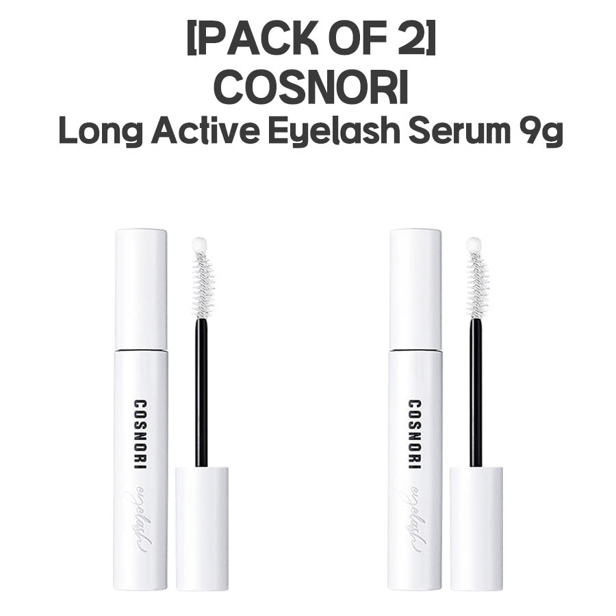 [PACK OF 2] COSNORI Long Active Eyelash Serum 9g + COSNORI Eyelash Tinting Black Lash Nourishing Serum 9g SET 코스노리 롱 액티브 아이래쉬 세럼 속눈썹영양제 9g + 코스노리 아이래쉬 틴팅 세럼 비건 블랙 속눈썹영양제 9g