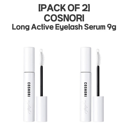 [PACK OF 2] COSNORI Long Active Eyelash Serum 9g + COSNORI Eyelash Tinting Black Lash Nourishing Serum 9g SET 코스노리 롱 액티브 아이래쉬 세럼 속눈썹영양제 9g + 코스노리 아이래쉬 틴팅 세럼 비건 블랙 속눈썹영양제 9g