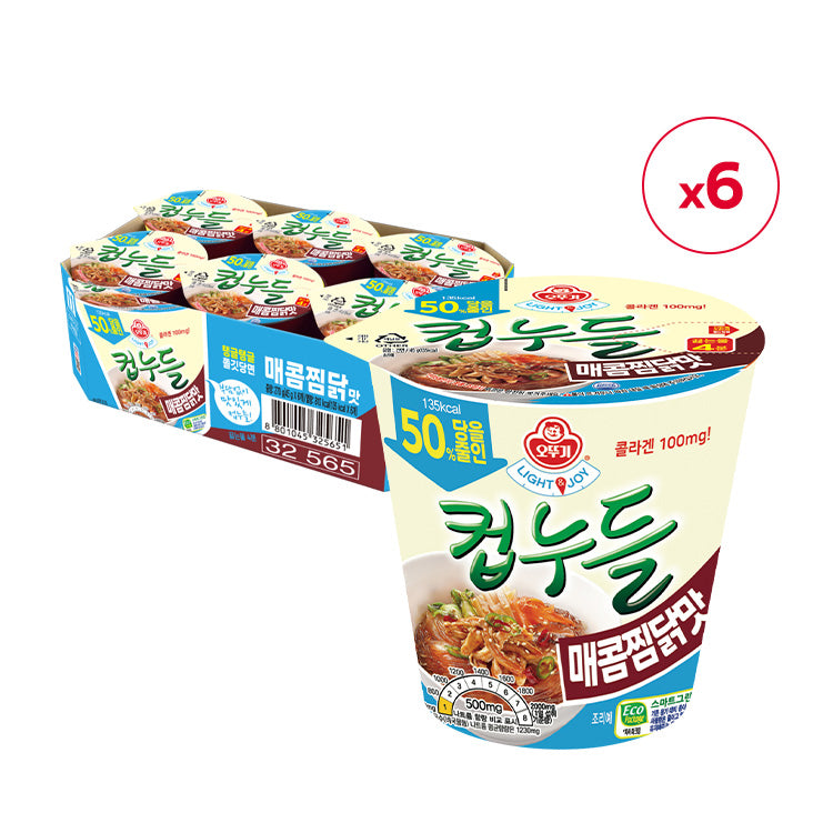[PACK OF 6] OTTOGI LIGHT&JOY Low Sugar Cup Noodles Spicy Braised Chicken Flavor 오뚜기 LIGHT&JOY 저당 컵누들 매콤찜닭