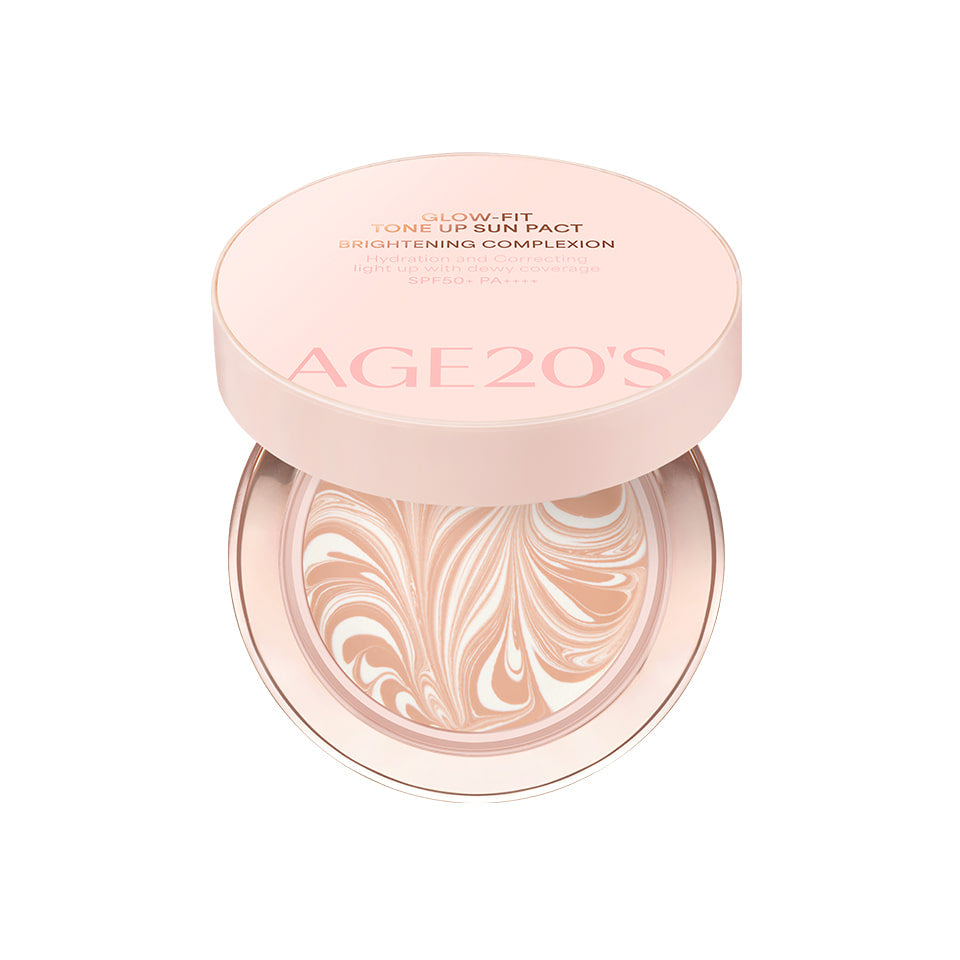 AGE20'S Glow-Fit Tone Up Sun Pact 12.5g SPF50+ PA++++ 에이지 투웨니스 글로우핏 톤업 선팩트 12.5g SPF50+ PA++++ Pink Beige Tone-Up Hydrating Sun Protection Natural Dewy Finish