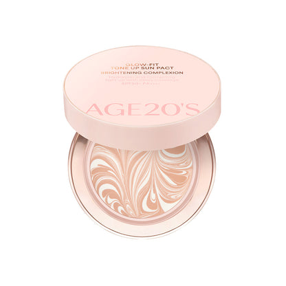 AGE20'S Glow-Fit Tone Up Sun Pact 12.5g SPF50+ PA++++ 에이지 투웨니스 글로우핏 톤업 선팩트 12.5g SPF50+ PA++++ Pink Beige Tone-Up Hydrating Sun Protection Natural Dewy Finish