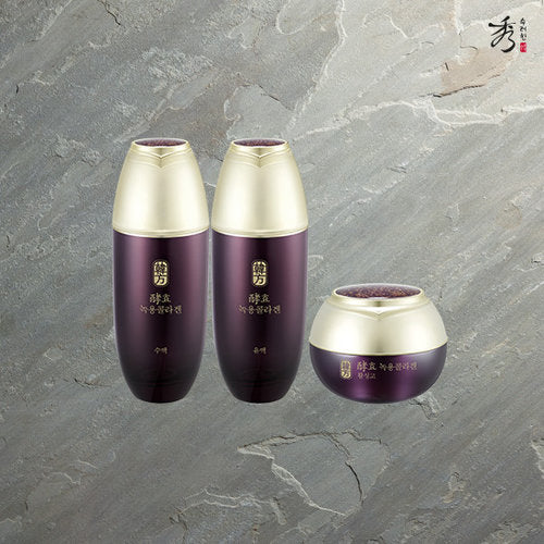Sooryehan Hyo Nokyong Collagen 3Pcs Set (Toner+Emulsion+Cream) 수려한 효 녹용콜라겐 3종 세트 (수액+유액+크림)