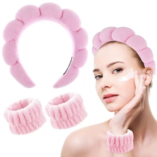 Living Loving Cloud Face Washing Headband + Wrist Wash band Set 4 Color 리빙러빙 구름 세안밴드 손목 세안 세트 세수 마사지 헤어밴드 극세사 머리띠 4종