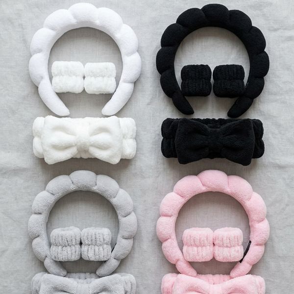 Living Loving Cloud Face Washing Headband + Wrist Wash band Set 4 Color 리빙러빙 구름 세안밴드 손목 세안 세트 세수 마사지 헤어밴드 극세사 머리띠 4종