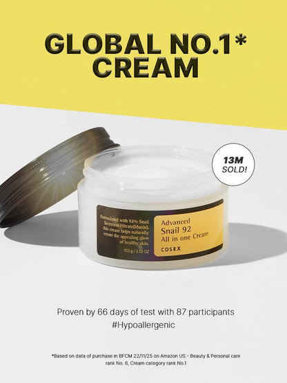 COSRX Advanced Snail 92 All in one Cream 100g (3.52 oz.) 코스알엑스 어드벤스트 스네일 92 올인원 크림 100g