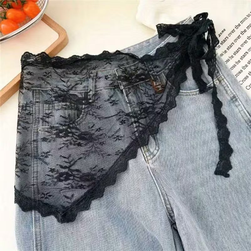 Vintage Bohemian Triangular Lace Scarf Festive Holiday and Beach Wrap for Fall and Winter Black / White 2 Color 빈티지 보헤미안 삼각 레이스 스카프 홀리데이 페스티브 비치 랩 가을 겨울용 2가지 색 검정 / 흰색