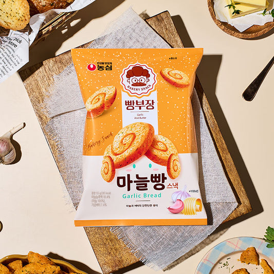 [PACK OF 3] NONGSHIM GARLIC BREAD BAKERY SNACK 55g 농심 빵부장 마늘빵 스낵 55g