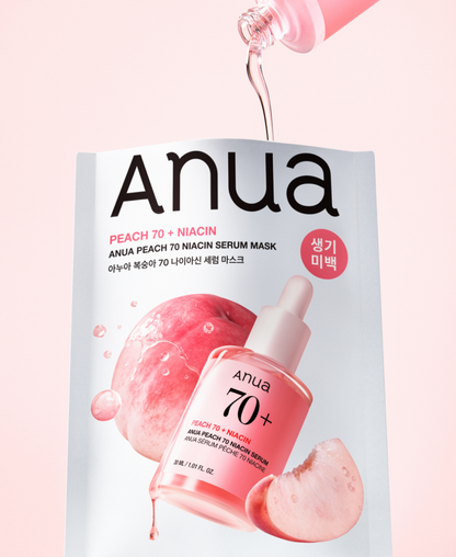 Anua Peach 70 Niacin Serum Mask 10 Sheets 아누아 복숭아 70 나이아신 세럼 마스크 10매입