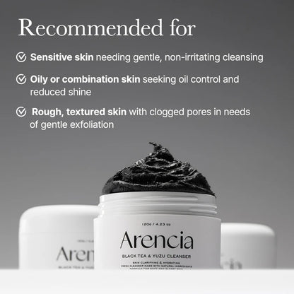 Arencia Black Tea & Yuzu Rice Mochi Cleanser 120g 아렌시아 블랙 떡솝 클렌저 프레시 블랙티 & 유즈 클렌저 120g