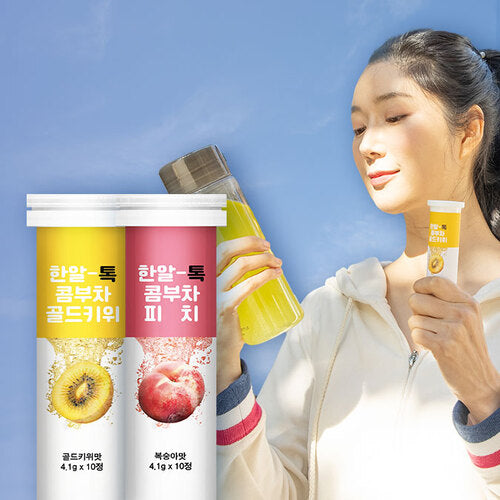 Hanaltok Kombucha Sugar-Free, Caffeine-Free, SMG-Free – Peach Flavor 유기농 한알톡 무카페인 무설탕 발포정 콤부차 복숭아맛
