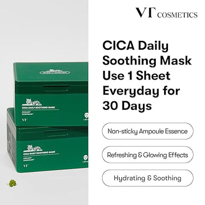 VT CICA X HYALON CICA DAILY SOOTHING MASK 350g x 30ea 브이티 코스메틱 시카 X 히알론 데일리 수딩 마스크 30매입