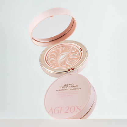 AGE20'S Glow-Fit Tone Up Sun Pact 12.5g SPF50+ PA++++ 에이지 투웨니스 글로우핏 톤업 선팩트 12.5g SPF50+ PA++++ Pink Beige Tone-Up Hydrating Sun Protection Natural Dewy Finish