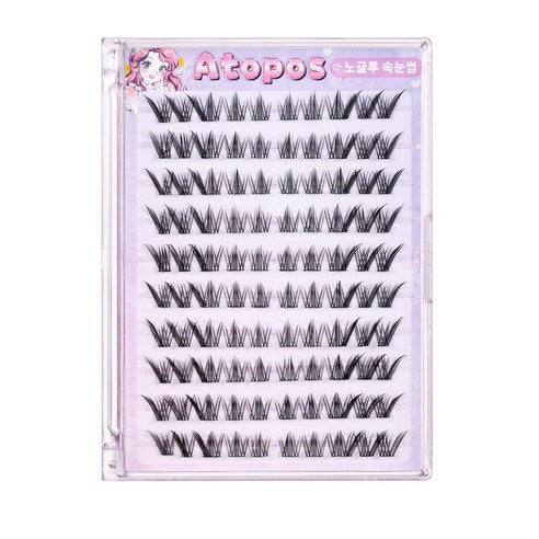 Atopos No Glue False Eyelashes – Fox Eye Collection 아토포스 대용량 노글루 가닥 인조 속눈썹 내추럴 여우 속눈썹 원터치 100모 여우속눈썹 Foxy Eyes Foxy Lashes Fox Eyelashes