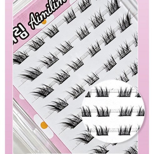 AMILIM Natural No Glue Cluster Eyelashes Reusable Bulk 11mm Lightweight Fox-Eye Extension Effect 애미림 노글루 가닥손눈썹 11mm 여우디자인 여우속눈썹 속눈썹 대용량 재사용 가능