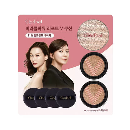 CledBel Miracle Power Lift V Cushion 13g + Refill 13g X 2EA + Puff X 4EA 끌레드벨 미라클파워 리프트 V 쿠션 13g + 리필 13g X 2EA + 전용퍼프 4EA