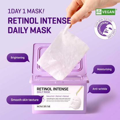 SOME BY MI Retinol Intense Daily Mask 30ea (350ml 11.83 fl. oz.) 썸바이미 레티놀 인텐스 데일리 마스크 30ea