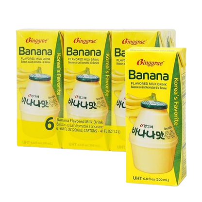 [PACK OF 6] BINGGRAE BANANA FLAVORED MILK DRINK 200ml 빙그레 바나나맛 우유 200ml