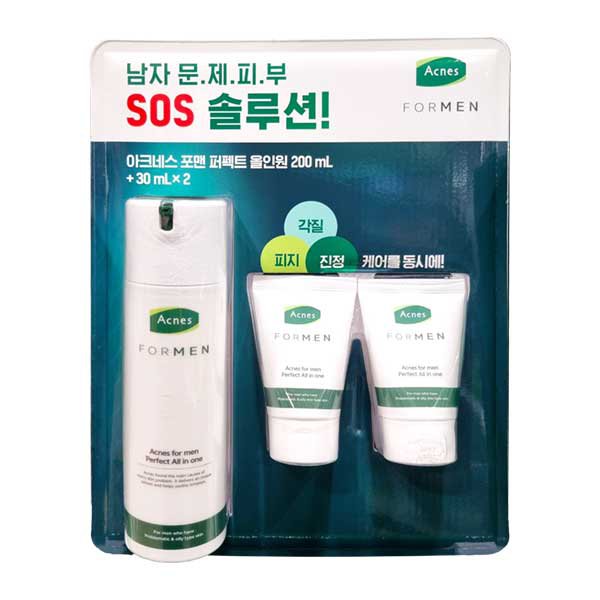 아크네스 포맨 퍼펙트 올인원 200ml + 30ml X 2개입 Acnes For Men Perfect All-in-one 200ml + 30ml X 2EA