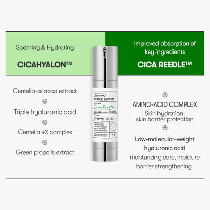 [PACK OF 2] VT CICA X HYALON REEDLE SHOT® 300 Facial Boosting First Ampoule 2ml*6EA VT 리들샷 300 페이셜 부스팅 퍼스트 앰플 2ml*6개입