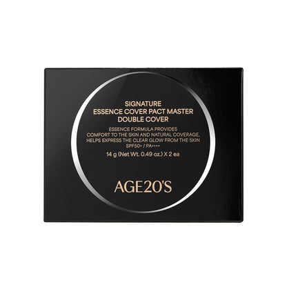 Age20's Signature Essence Cover Pact Master Double Cover SPF50+ PA++++ Case + 2 Refills 에이지투웨니스 시그니처 에센스 커버 팩트 마스터 더블 커버 SPF50+ PA++++ 케이스 + 리필 2개입