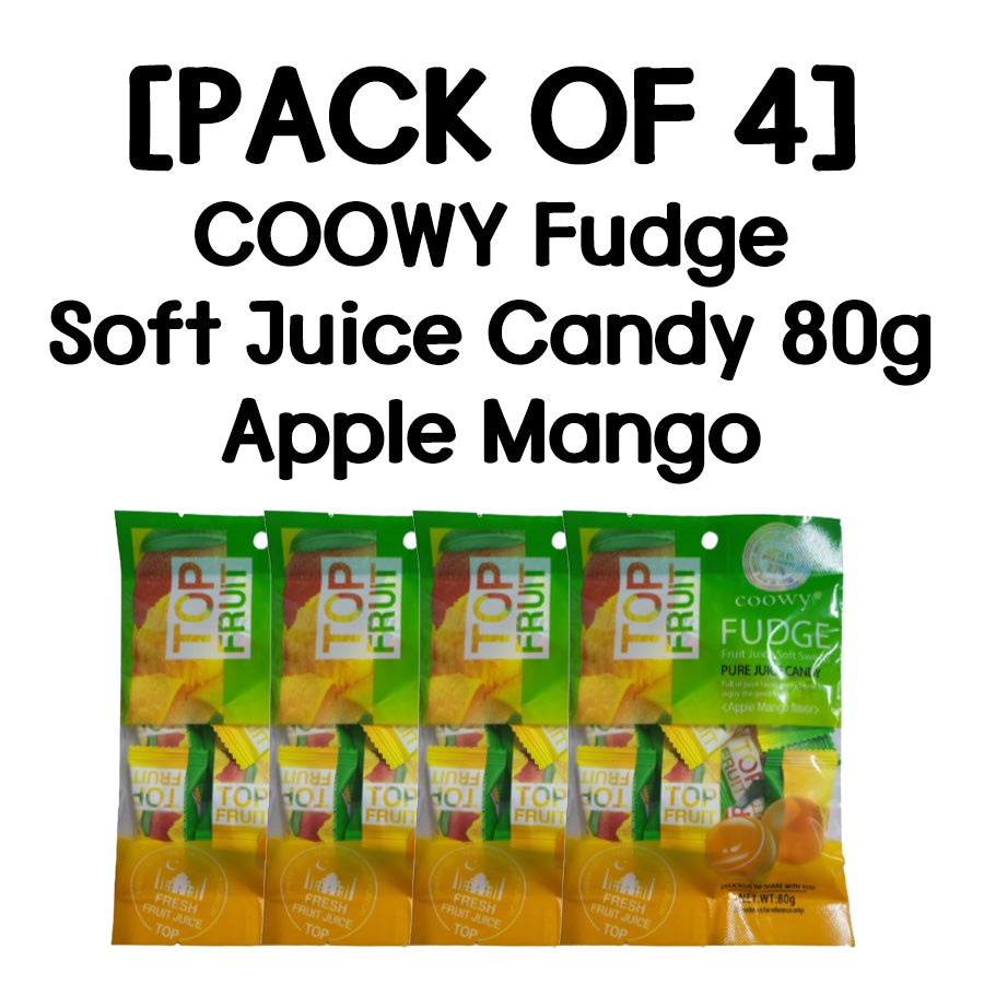 [PACK OF 4] COOWY Fudge Soft Juice Candy Jelly Mango / Strawberry / Green Grape /Apple Mango 80g쿠위 탑프룻 퍼지 베트남 젤리 망고/딸기/청포도/애플망고 80g