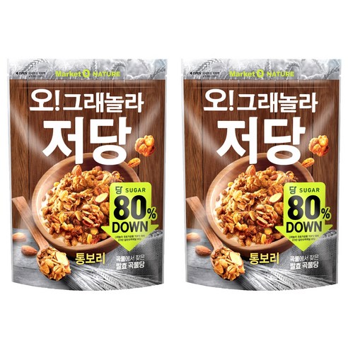 [PACK OF 2] Market O NATURE O! Granola Low Sugar Whole Barley Cereal 360g 마켓오네이처 오 그래놀라 저당 통보리 시리얼 360g