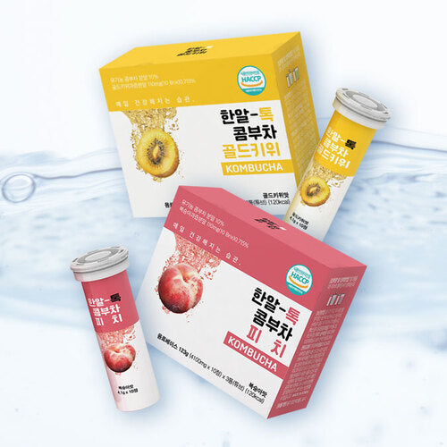 Hanaltok Kombucha Sugar-Free, Caffeine-Free, SMG-Free – Peach Flavor 유기농 한알톡 무카페인 무설탕 발포정 콤부차 복숭아맛