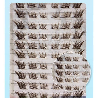 AMILIM Natural No Glue Cluster Eyelashes Brown Reusable Bulk 11mm Lightweight Fox-Eye Extension Effect 애미림 노글루 가닥손눈썹 브라운 11mm 여우디자인 여우속눈썹 속눈썹 대용량 재사용 가능