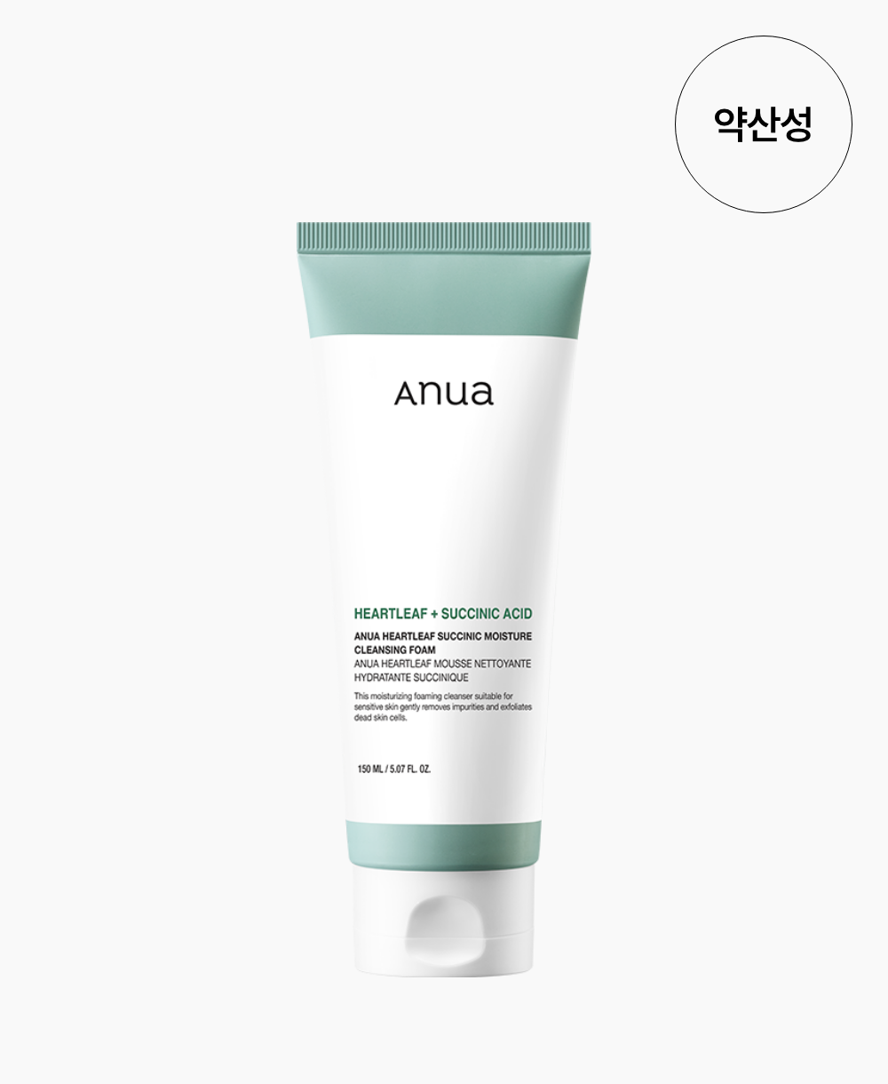 Anua Heartleaf Succinic Moisture Cleansing Foam 150ml / 5.07 fl. oz. 아누아 어성초 석시닉 모이스처 클렌징 폼 150ml / 5.07 fl. oz.