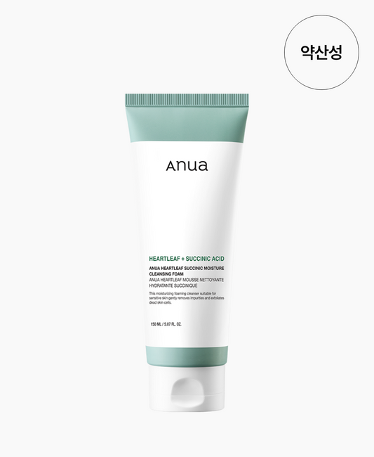 Anua Heartleaf Succinic Moisture Cleansing Foam 150ml / 5.07 fl. oz. 아누아 어성초 석시닉 모이스처 클렌징 폼 150ml / 5.07 fl. oz.
