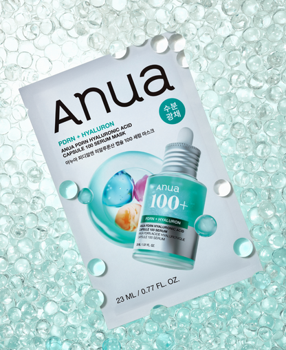 Anua PDRN Hyaluronic Acid Capsule 100 Serum Mask 10 Sheets 아누아 피디알엔 히알루론산 캡슐 100 세럼 마스크 #탱글물광케어 #수분광채