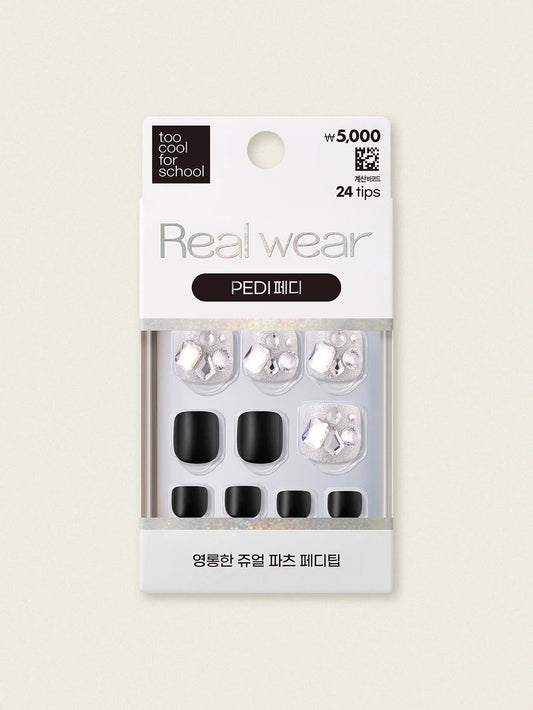 Too Cool For School Real Wear Pedi Tip Starlit Black 24 Tips Starlit Black 투쿨포스쿨 리얼웨어 페디팁 24개입 (페디#4) 스탈릿 블랙