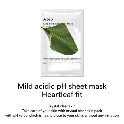 Abib Mild acidic pH sheet mask Heartleaf fit 아비브 약산성 pH 시트 마스크 어성초 핏