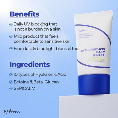 ISNTREE Hyaluronic Acid Daily Sun Gel SPF30 PA+++ 50ml 이즈앤트리 히알루론산 데일리 선젤 SPF30 PA+++ 50ml