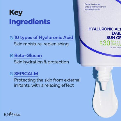 ISNTREE Hyaluronic Acid Daily Sun Gel SPF30 PA+++ 50ml 이즈앤트리 히알루론산 데일리 선젤 SPF30 PA+++ 50ml