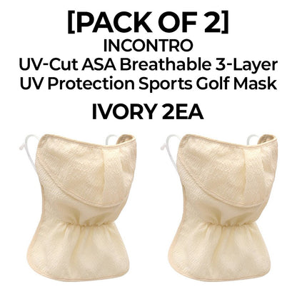 [PACK OF 2] INCONTRO UV-Cut ASA Breathable 3-Layer Mask UV Protection Sports Golf Mask 인콘트로 아사 자외선 차단 3단 스포츠 골프 마스크