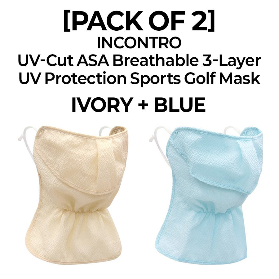 [PACK OF 2] INCONTRO UV-Cut ASA Breathable 3-Layer Mask UV Protection Sports Golf Mask 인콘트로 아사 자외선 차단 3단 스포츠 골프 마스크