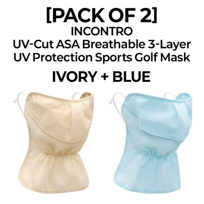 [PACK OF 2] INCONTRO UV-Cut ASA Breathable 3-Layer Mask UV Protection Sports Golf Mask 인콘트로 아사 자외선 차단 3단 스포츠 골프 마스크