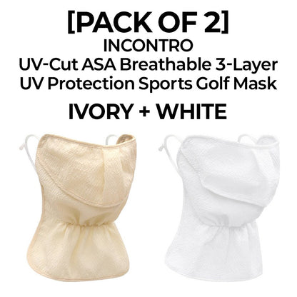 [PACK OF 2] INCONTRO UV-Cut ASA Breathable 3-Layer Mask UV Protection Sports Golf Mask 인콘트로 아사 자외선 차단 3단 스포츠 골프 마스크