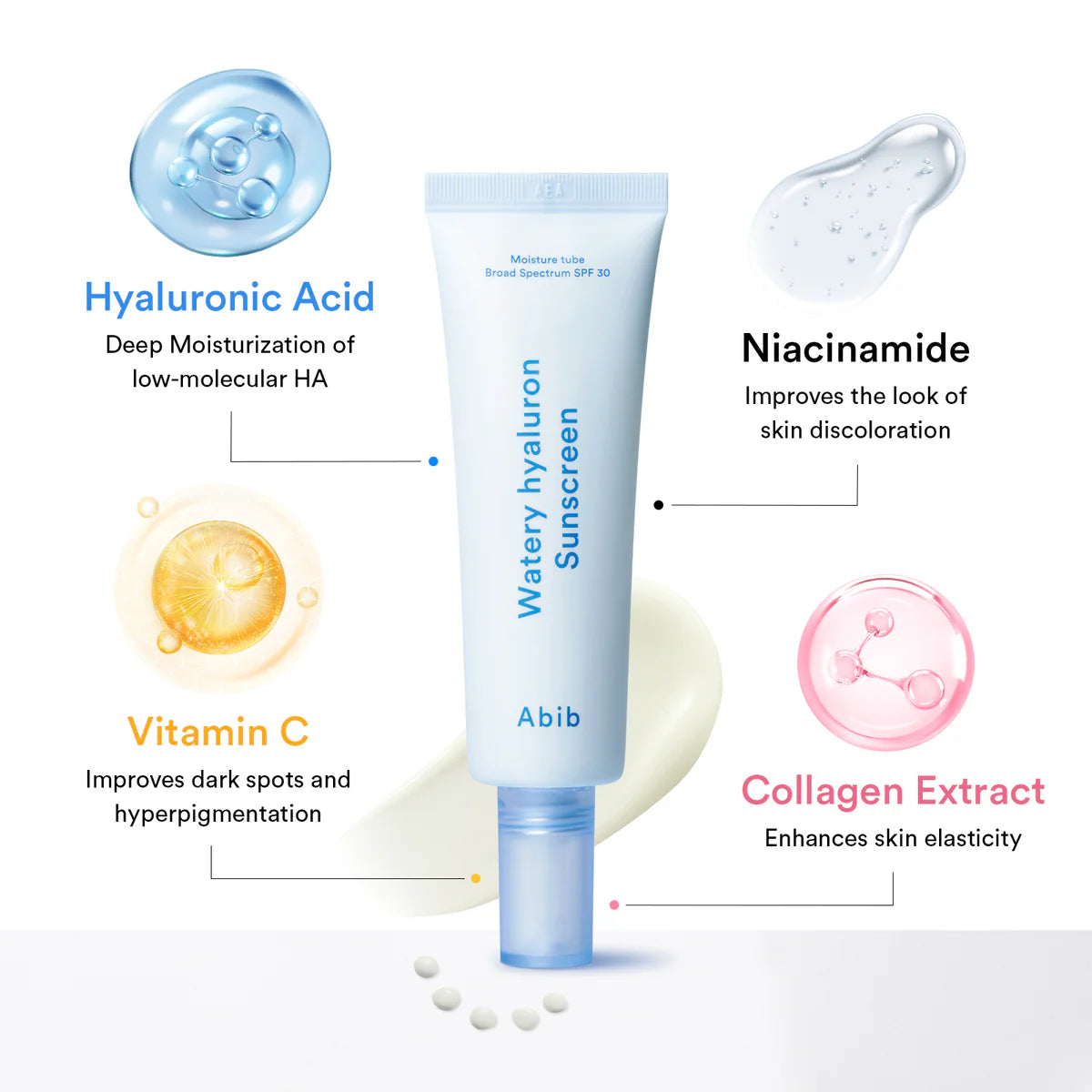 Abib Watery Hyaluron Sunscreen Moisture Tube SPF 30 Broad Spectrum 50ml 아비브 워터리 히알루론 선스크린 모이스처 튜브 SPF30 Broad Spectrum 50ml