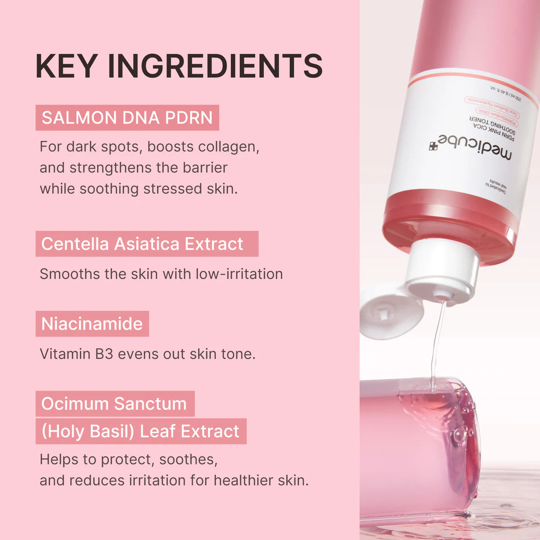 Medicube PDRN Pink Peptide Toner 250ml 메디큐브 PDRN 핑크 시카 수딩 토너 250ml