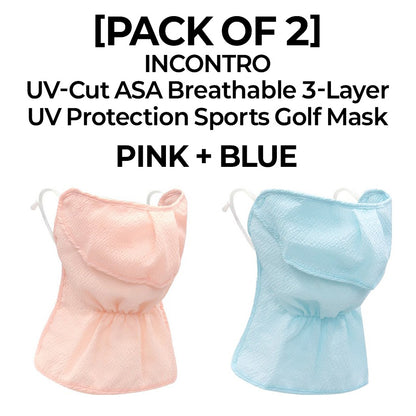 [PACK OF 2] INCONTRO UV-Cut ASA Breathable 3-Layer Mask UV Protection Sports Golf Mask 인콘트로 아사 자외선 차단 3단 스포츠 골프 마스크