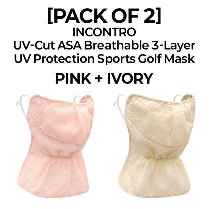 [PACK OF 2] INCONTRO UV-Cut ASA Breathable 3-Layer Mask UV Protection Sports Golf Mask 인콘트로 아사 자외선 차단 3단 스포츠 골프 마스크