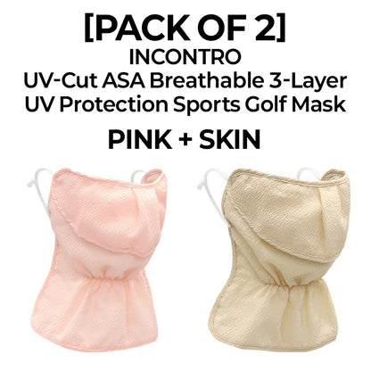 [PACK OF 2] INCONTRO UV-Cut ASA Breathable 3-Layer Mask UV Protection Sports Golf Mask 인콘트로 아사 자외선 차단 3단 스포츠 골프 마스크