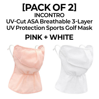 [PACK OF 2] INCONTRO UV-Cut ASA Breathable 3-Layer Mask UV Protection Sports Golf Mask 인콘트로 아사 자외선 차단 3단 스포츠 골프 마스크